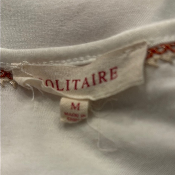 Solitaire Orange and White Flutter Sleeve Embellished Blouse - Picture 9 of 11